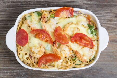 Seafood pasta, shrimpの写真素材