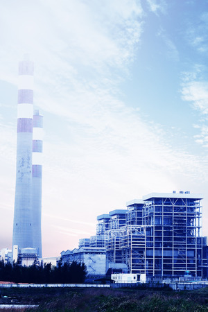 Gas turbine power plant with blue skyのeditorial素材