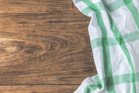 empty wooden table and cloth  napkinの写真素材
