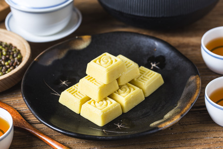 Mung bean cake in a plate
