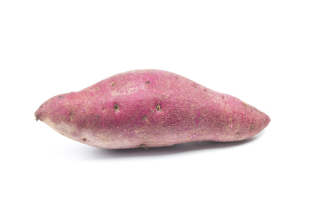 Fresh purple potato on white backgroundの写真素材