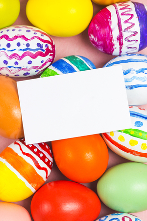 Easter eggs on Pink backgroundの写真素材