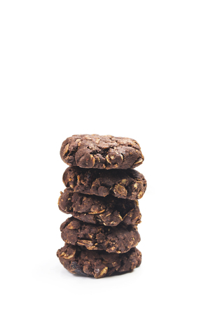 Oat cookies with chocolateの写真素材