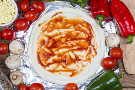 Making the pizza processの写真素材