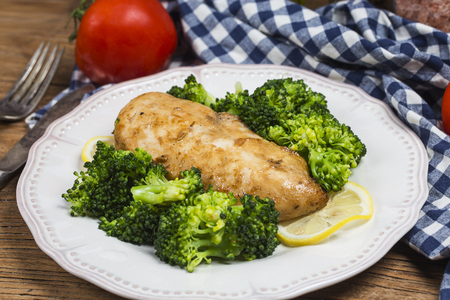 a dish of chicken breastの写真素材