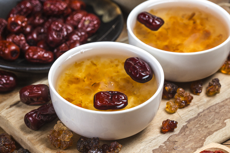 Peach gum and tremella soupの写真素材