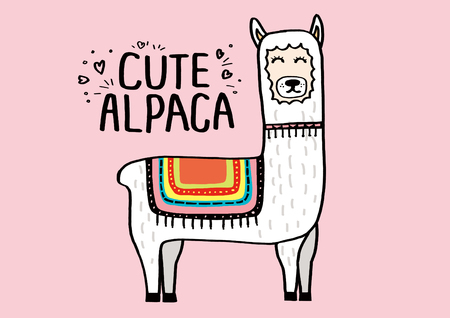 Alpaca, Creative childish texture. textile Vector Illustrationのイラスト素材