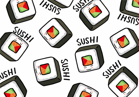 Hand drawn sushi, vector illustrationのイラスト素材