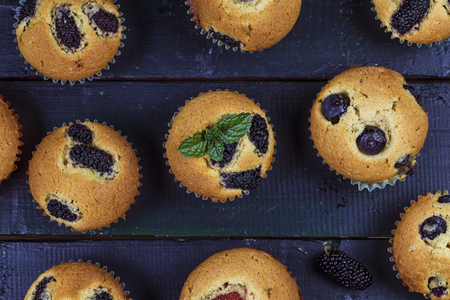 Mulberry muffin cakeの写真素材
