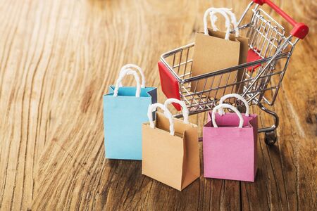 shopping online at home concept.online shopping is a form of electronic commerce that allows consumers to directly buy goods from a seller over internetの写真素材