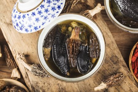 Stewed chicken with Morelï¼ŒChinese cuisine