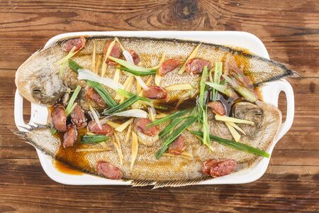 A plate of steamed dragonfish