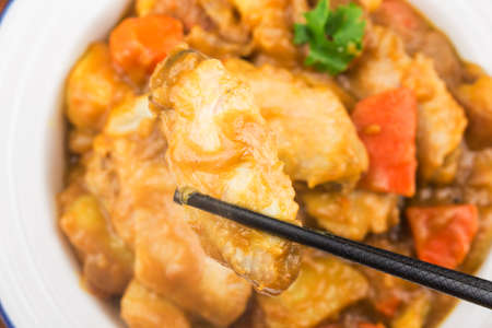 Chicken wings in curry, chicken in curryの写真素材