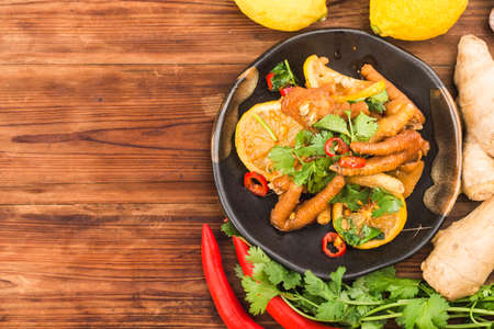 Home cooking: fresh lemon chicken wings,の写真素材