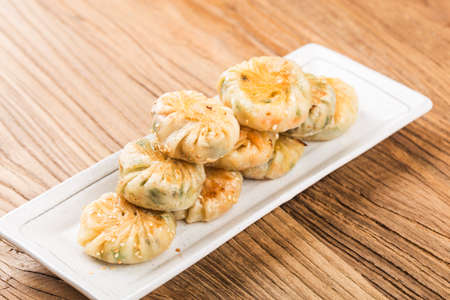 asia china cantonese food dim sum Pan fried pork bunの写真素材
