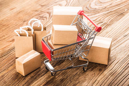 Consumers use internet shopping conceptの写真素材
