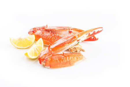 Boiled crab claws isolated on white background