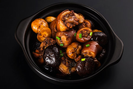Chinese cuisine: braised chestnut pig tailの写真素材