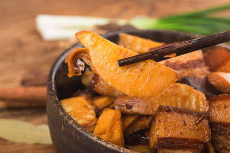 Chinese Food: Braised Pork with Bamboo Shootsの写真素材