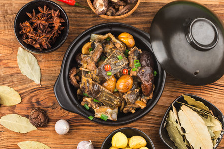 Chinese Cuisine: Braised Chestnut Turtleの写真素材