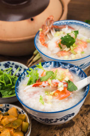 Chinese cuisine:a casserole Chaoshan seafood porridge.の写真素材