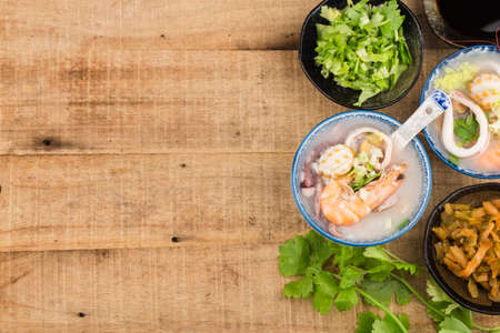 Chinese cuisine:a casserole Chaoshan seafood porridge.の写真素材