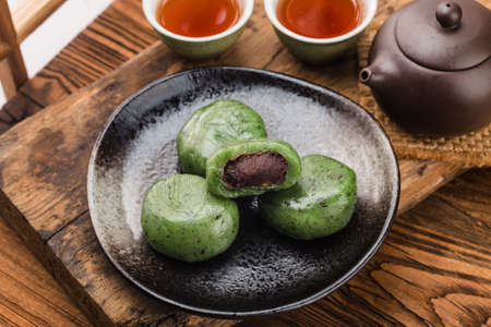 Food of Tomb Sweeping Day Festival in China-green dumplingの写真素材