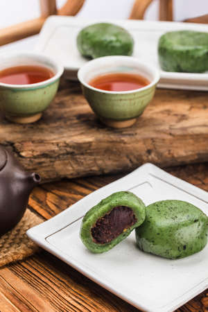 Food of Tomb Sweeping Day Festival in China-green dumplingの写真素材