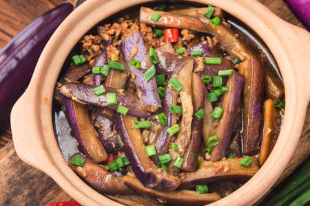 A plate of braised eggplantの写真素材