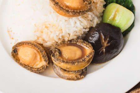 A delicious Abalone with riceの写真素材