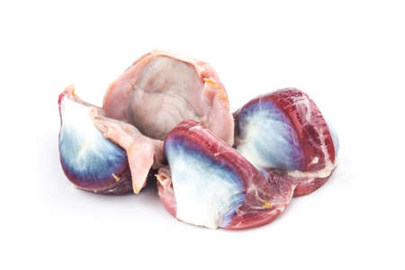 Duck gizzards on white background