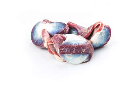 Duck gizzards on white background