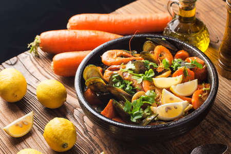 A plate of curry seafoodの写真素材