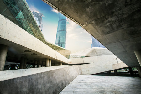 Gray internal structure of buildingの写真素材