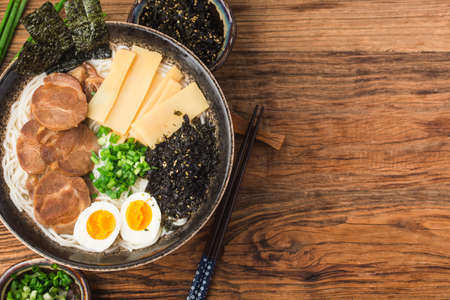 Miso Ramen Asian noodles with egg, Japanese cuisine.の写真素材