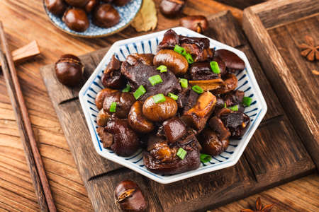 Chinese Cuisine: Braised chestnut pork knuckleの写真素材