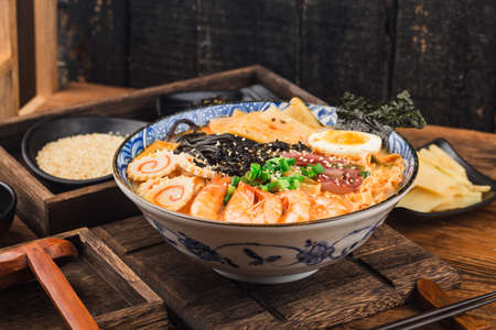 Japanese Seafood Ramen with cuttlefish sauceの写真素材