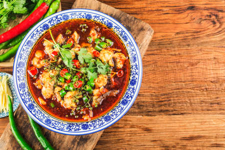 A Chinese delicacy: boiled fishの写真素材