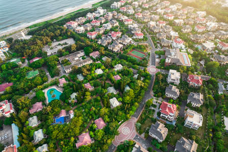 Aerial photography villa complex, luxury resortの写真素材