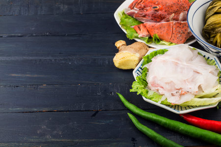 Fresh red grouper fillets, Raw fish fillets