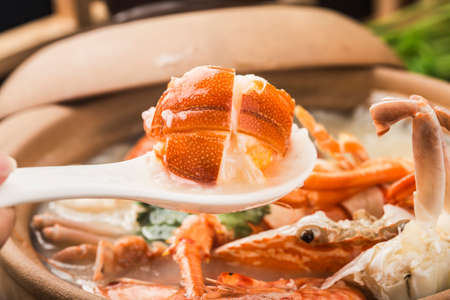 Lobster Seafood congee in casserole