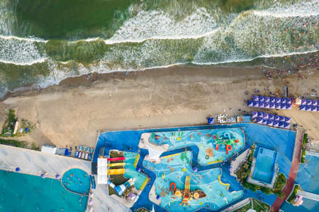 Aerial photography outdoor swimming pool, Swimming vacation