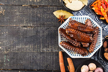 The duck's wings were boiled and placed on a plateの写真素材