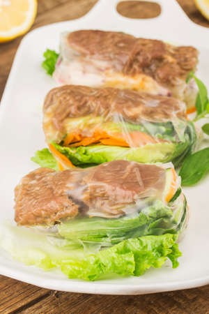 Vietnamese Food: Vietnamese beef spring rolls