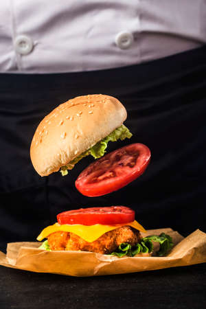 Western food-seafood shrimp hamburgerの写真素材
