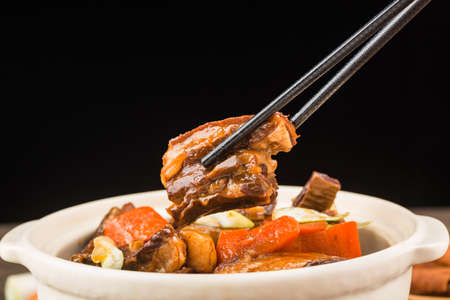 Chinese food: Stewed Mutton with carrotの写真素材