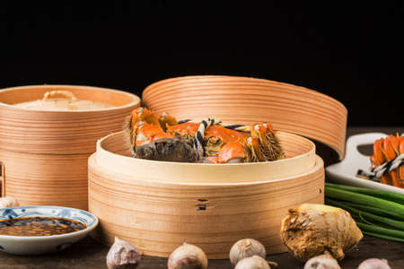 Fresh and delicious hairy crabの写真素材