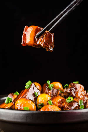 Braised Pork with Chestnuts,Chinese foodの写真素材