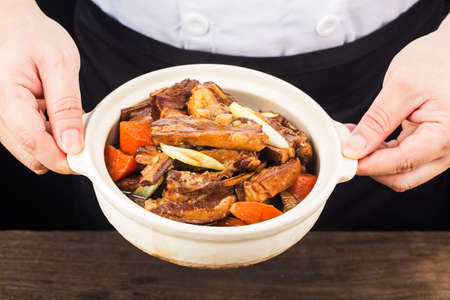 Chinese food: Stewed Mutton with carrotの写真素材