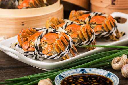 Fresh and delicious hairy crabの写真素材